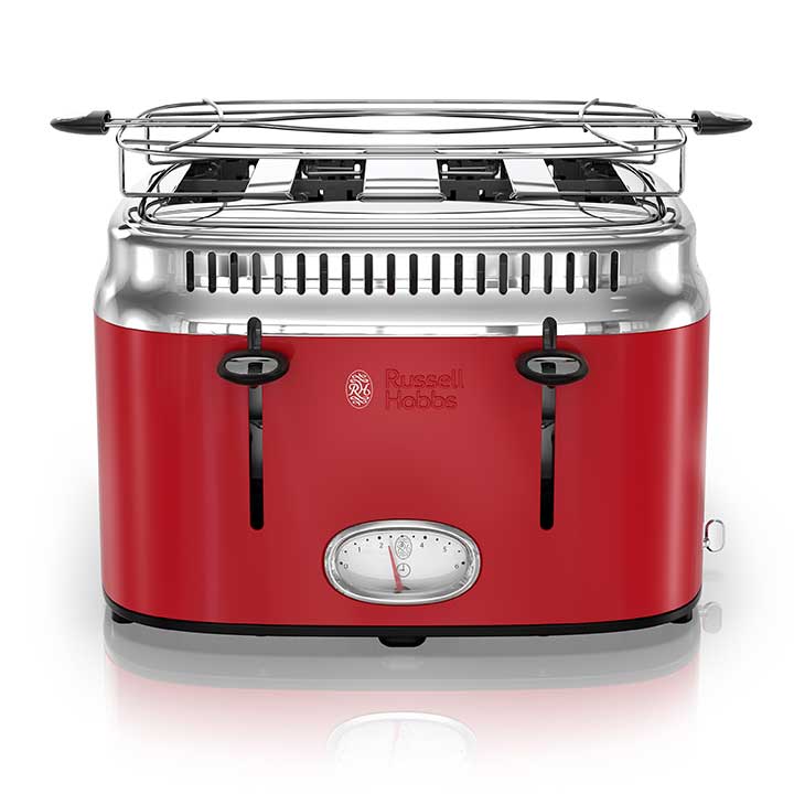 Retro Style 4 Slice Toaster Red Stainless Steel Russell Hobbs
